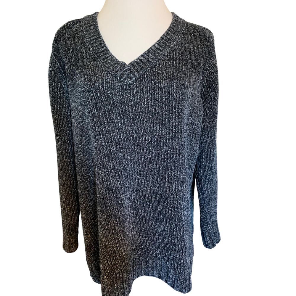 Orvis chenille sweater black/gray size xl women's.